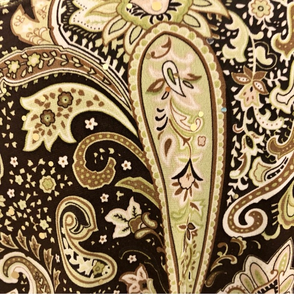 Vintage Paisley Floral Sequin cowl neck blouse, Gorgeous! 2X - Picture 5 of 8